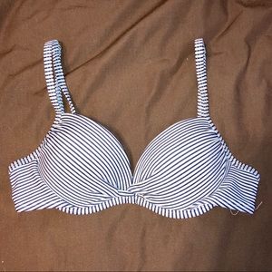 Blue Striped Bikini Top